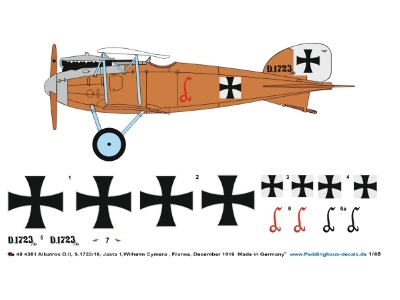 Albatros D.Ii, S.1723/16, Jasta 1, Wilhelm Cymera, France, December 1916 - image 1