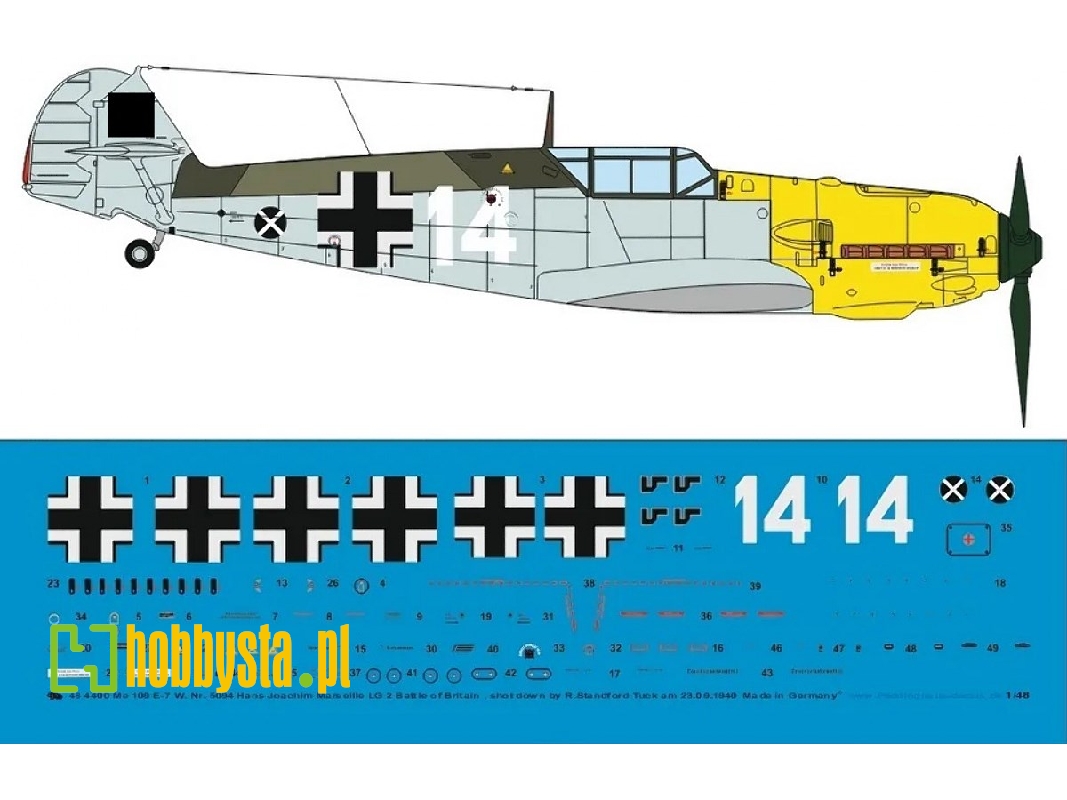 Me 109 E-7 W. Nr 5094 Hans Joachim Marseile Lg 2 23.09.1940 Shot Down By R. S. Tuckl - image 1