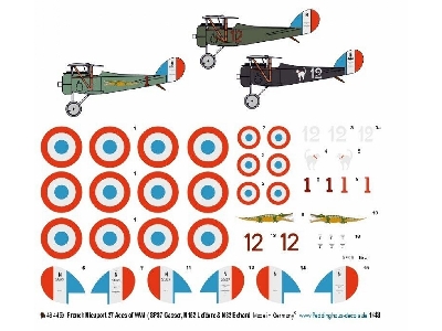French Nieuport 27 Aces Of Wwi (Sp87 Gasser, N152 Lefévre & N82 Echard) - image 1