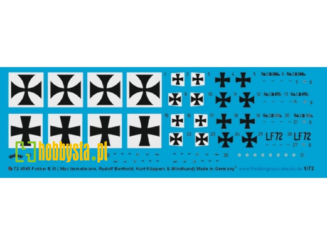 Fokker E.Iii - Max Immelmann, Rudolf Berthold, Kurt Küppers And  Windhund - image 1