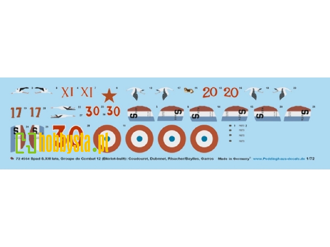 Spad S.Xiii Late, Groupe De Combat 12 (Blériot-built): Coudouret, Dubnnet, Risacher/Bayliesand Garros - image 1