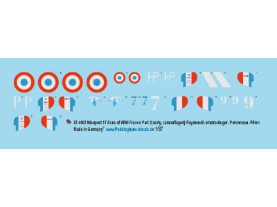 French Nieuport 17 Aces Of Wwi - Part 3 (Early, Camouflaged) Raymond / Lemaire / Auger- Peronneau And Pillon - image 1