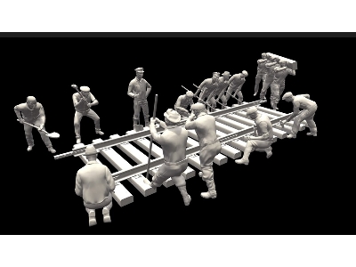 Workers Work With Railway Tracks (15 Figures) - image 1