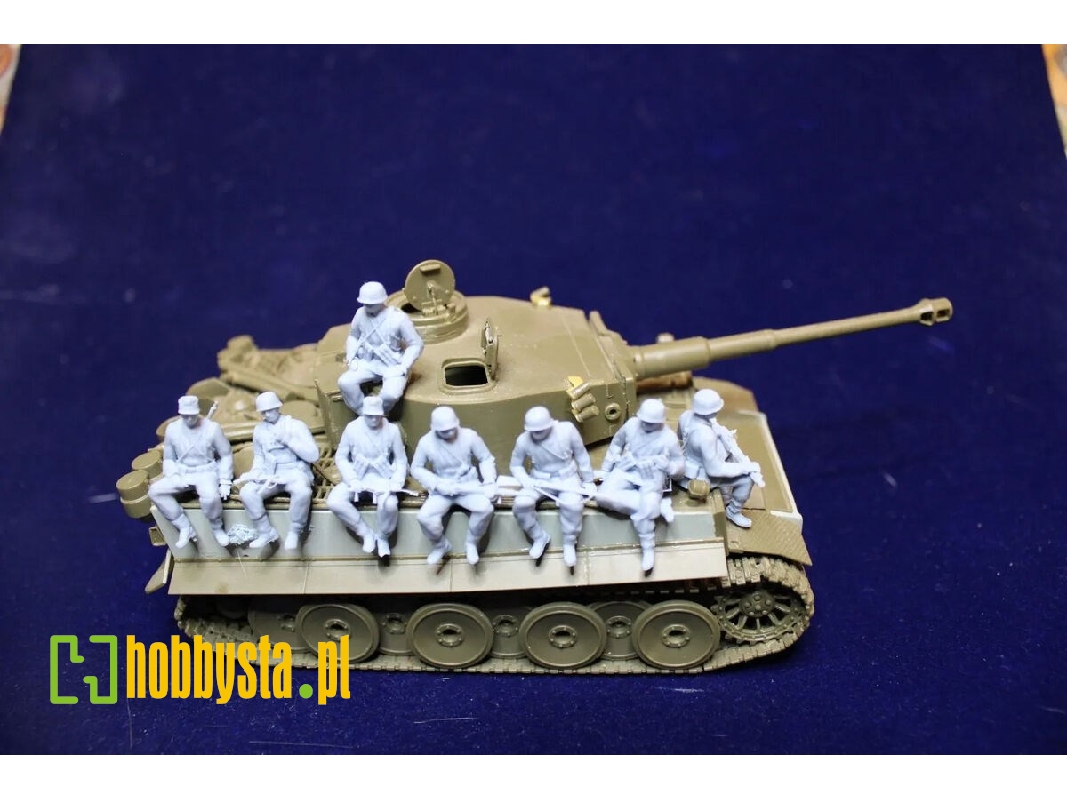 8 German Soldiers Sitting In Summer Uniform - image 1