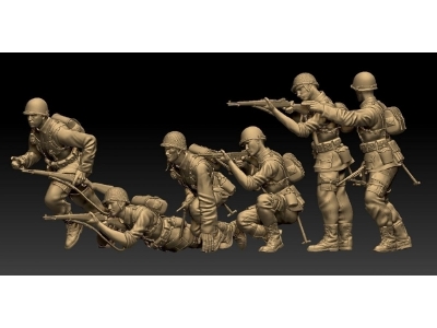 Us Wwii Infantry Soldiers - Attacking (6 Figures) - image 1