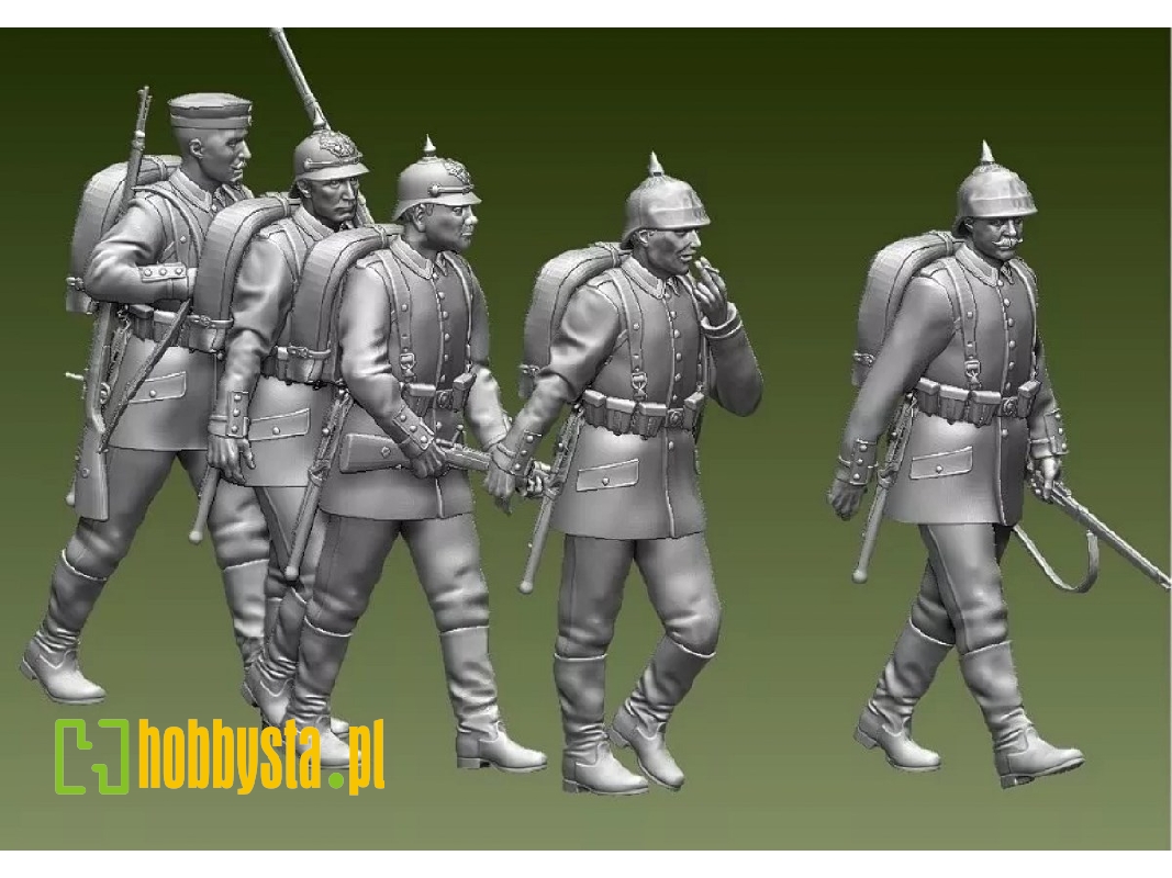 5 German Soldiers Marching Ww I - image 1