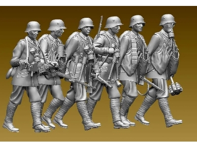 6 German Soldiers Stormtroopers Marching Ww I - image 1