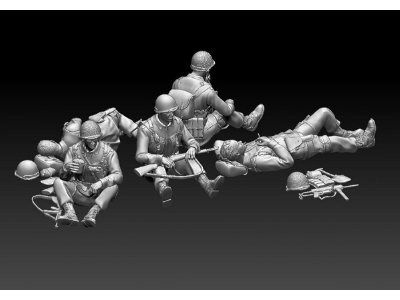 Us Wwii Soldiers Resting (5 Figures) - image 1