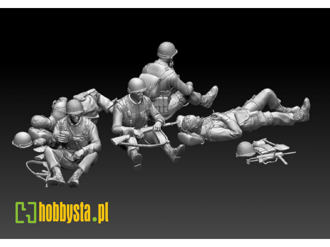 Us Wwii Soldiers Resting (5 Figures) - image 1