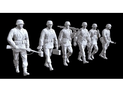 6 Waffen Ss Soldiers Marching - image 1