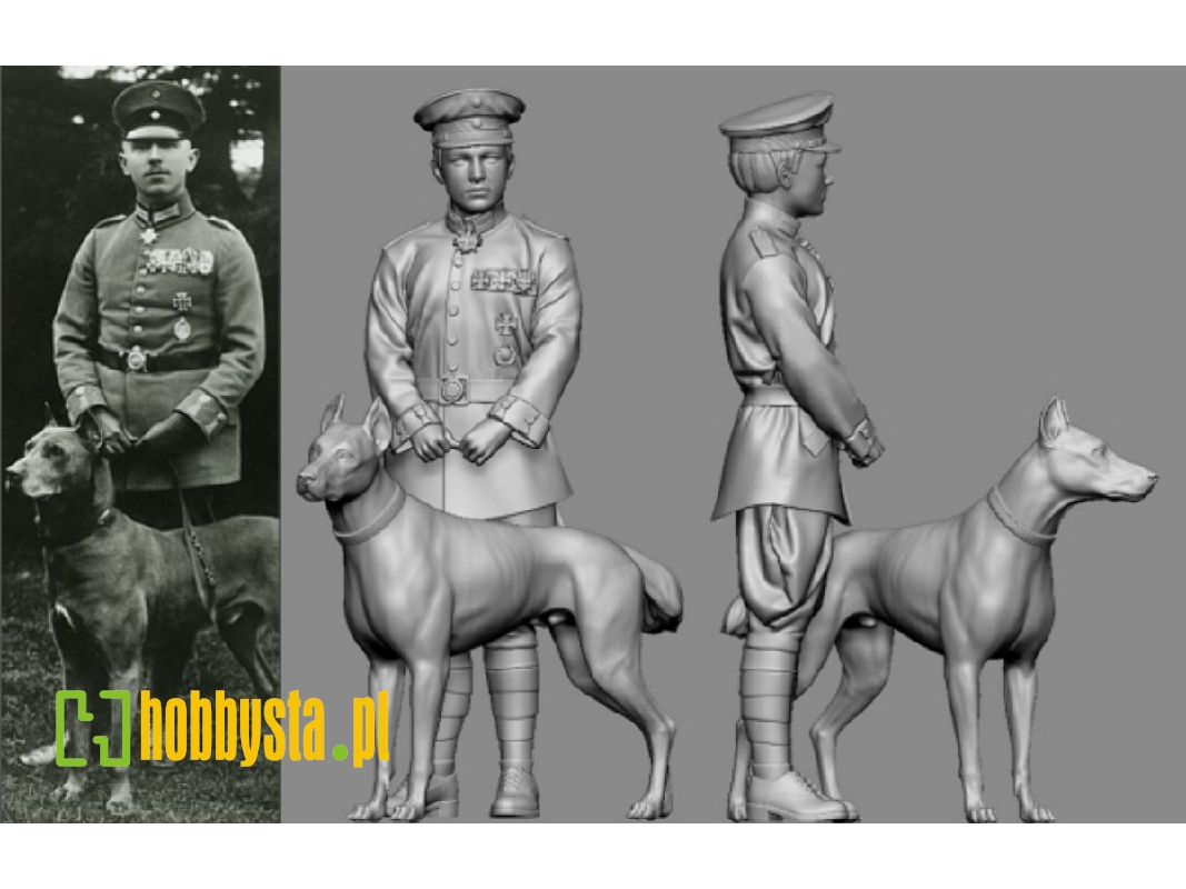 German Wwi Ace Max Immelmann With His Dog (3d-printed) - image 1