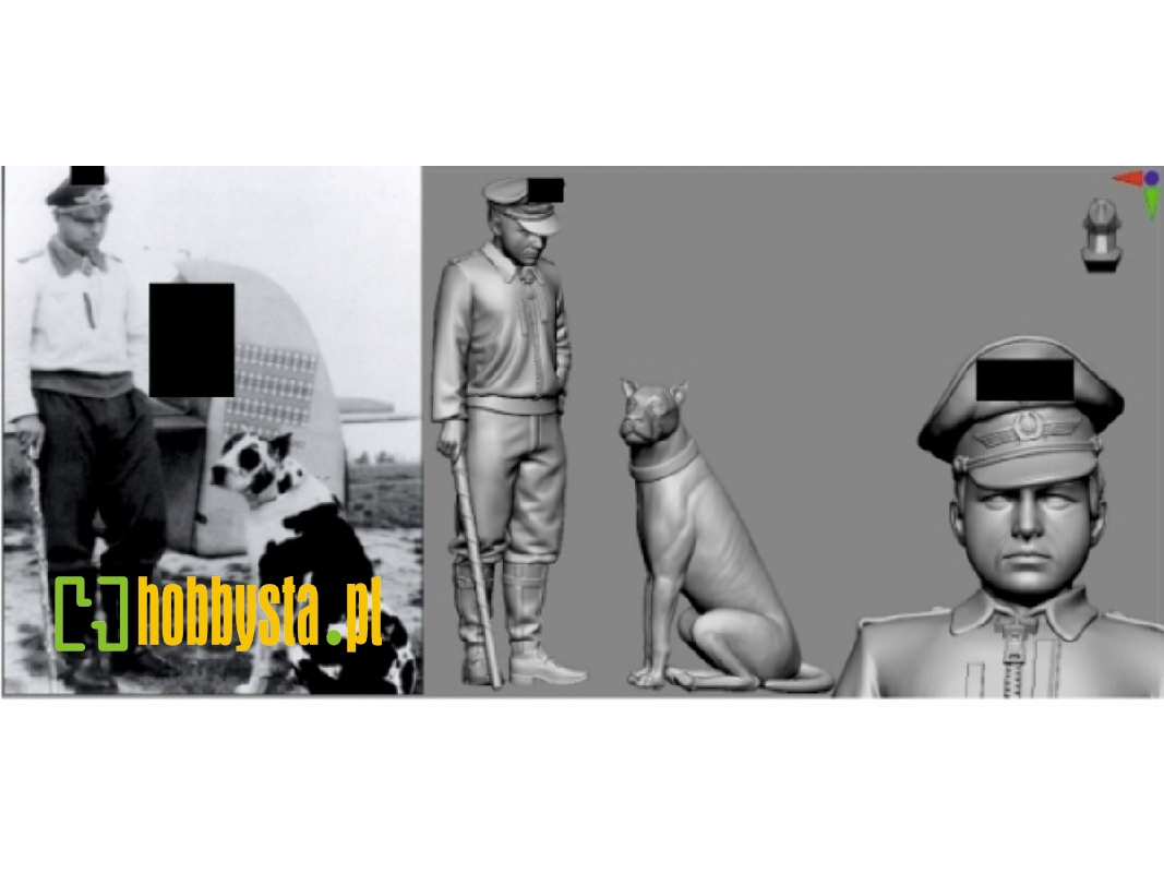 German Luftwaffe Wwii Ace In France Hans Hahn And His Dog Wumm (3d-printed) - image 1