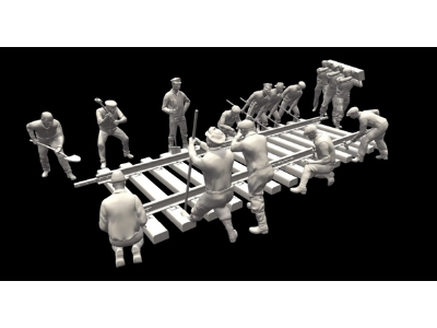 Workers Laying Railroad Rails - Set Without Rails (15 Figures) - image 1