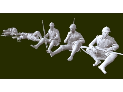 French Wwi Soldiers Resting (5 Figures) - image 1