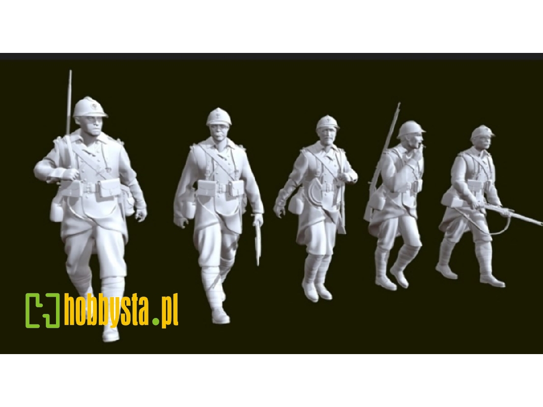 French Wwi Soldiers Marching (5 Figures) - image 1