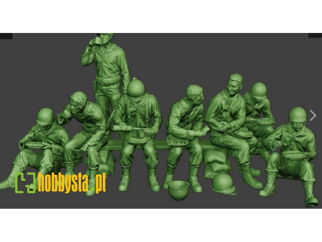 Us Wwii Soldiers Resting (8 Figures) - image 1