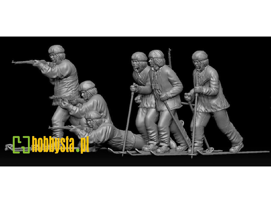 6 Russian Soldiers In Winter Suit With Ski - image 1