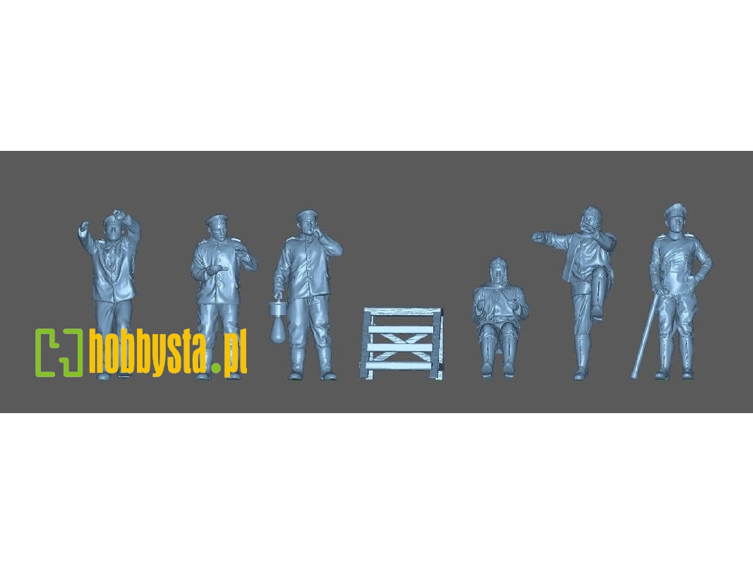 3 German Pilots And 3 Mechanics And Ladder Wwi - image 1