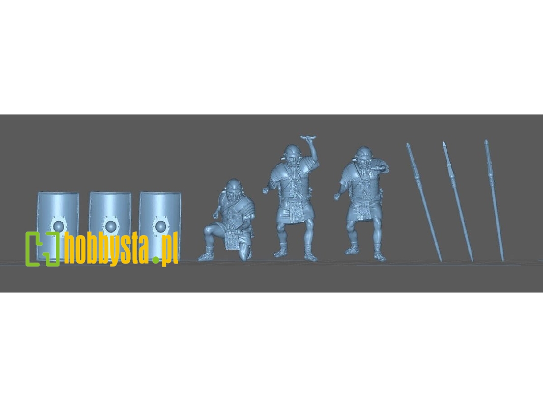 6 Roman Legionnaires Shield Wall - 3 With Sword And 3 With Spear In Full Armour - image 1