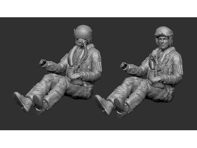 2 Modern Jet Pilots Sitting - image 1