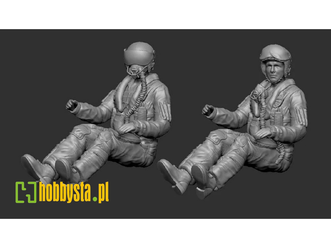 2 Modern Jet Pilots Sitting - image 1