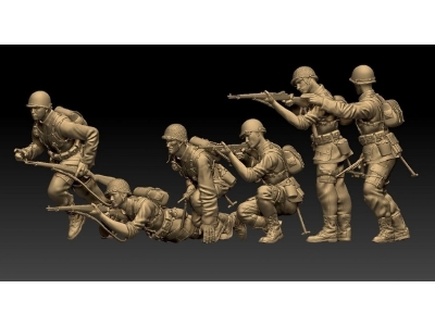 Us Wwii Soldiers Attacking (6 Figures) - image 1