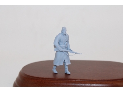 German Soldier Walking In Greycoat With Cap And Karabiner 98k - image 1