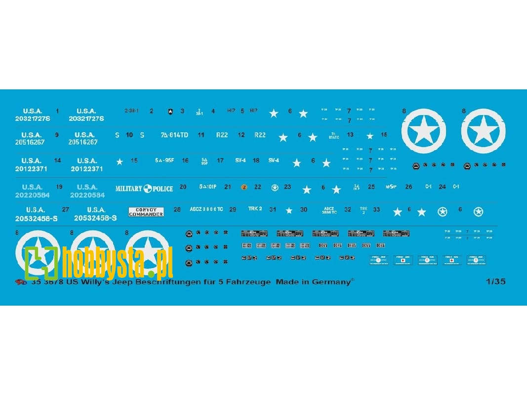 Us Military Willy's Jeep Markings For 5 Jeeps - image 1