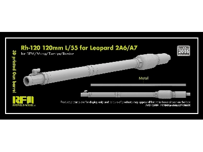 Gun Barrel Rh-120 120mm L55 Leopard 2 A6/A7 (3d-printed / For Rfm, Meng, Tamiya And Border Kits) - image 1