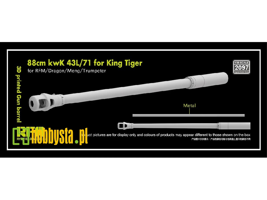Gun Barrel 88mm Kwk 43l/71 For King Tiger (3d-printed / For Rfm, Dragon, Meng And Trumpeter Kits) - image 1
