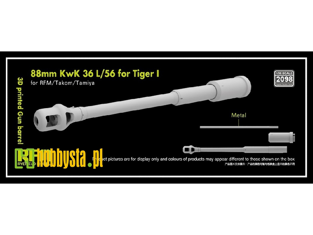 Gun Barrel 88mm Kwk 36 L/56 For Tiger I (3d-printed / For Rfm, Takom And Tamiya Kits) - image 1