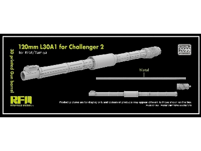 Gun Barrel 120mm L30a1 For Challenger 2 (3d-printed / For Rye Field Model And Tamiya Kits) - image 1