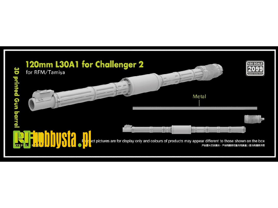 Gun Barrel 120mm L30a1 For Challenger 2 (3d-printed / For Rye Field Model And Tamiya Kits) - image 1