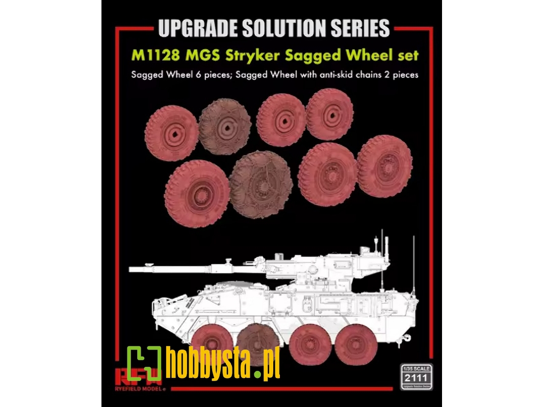 M1128 Mgs Stryker - Sagged Wheel Set (6 Pcs) + With Anti-skid Chains (2 Pcs) - image 1