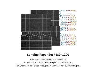 Msp-ess Sanding Paper Set 180-1200 Grit (For Rounded Sanding Heads) - image 1