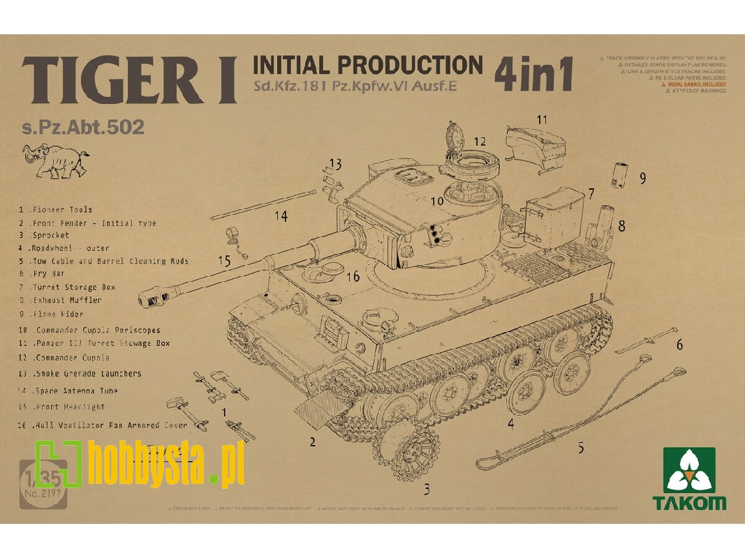 Tiger I Initial Production - Sd.Kfz.181 Pz.Kpfw.Vi Ausf.E (4 In 1 Kit) - image 1