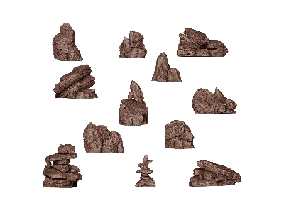 Rocks & Tors - Basing Bits (3d-printed / 12 Pcs) - image 2