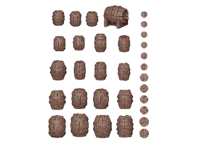 Wooden Barrels - Basing Bits (3d-printed / 32 Pcs) - image 2