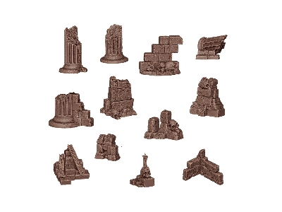 Village Ruins - Basing Bits (3d-printed / 12 Pcs) - image 2