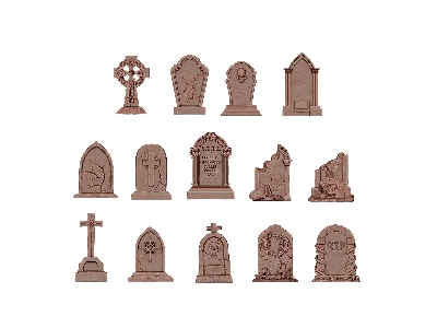 Tombstones - Basing Bits (3d-printed / 14 Pcs) - image 2