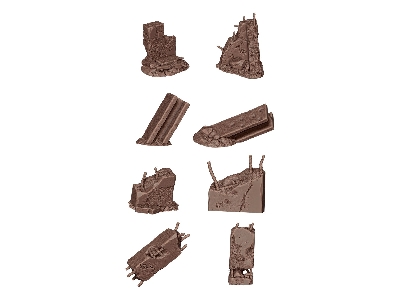 Concrete Ruins - Basing Bits (3d-printed / 8 Pcs) - image 2