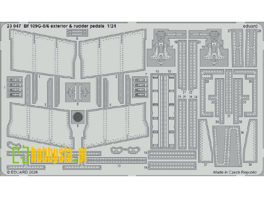 Messerschmitt Bf-109 G-5 / G-6 - Exterior & Rudder Pedals (For Airfix Kits) - image 1