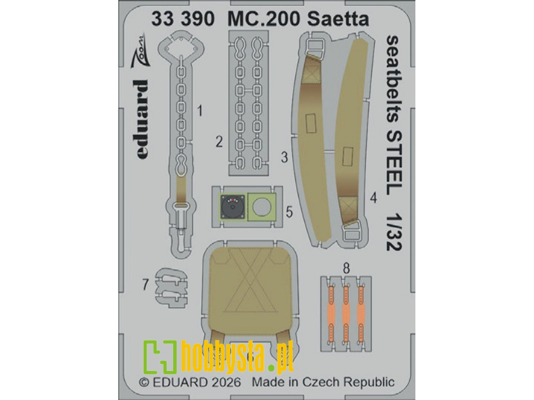 Macchi Mc.200 Saetta - Steel Seatbelts (For Italeri Kits) - image 1