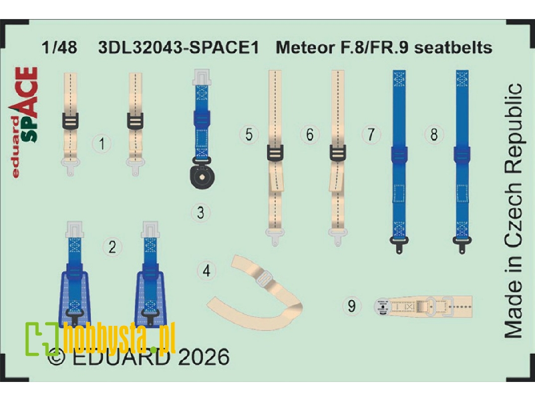 Gloster Meteor F.8 / Fr.9 - Seatbelts Space Set (For Revell Kits) - image 1