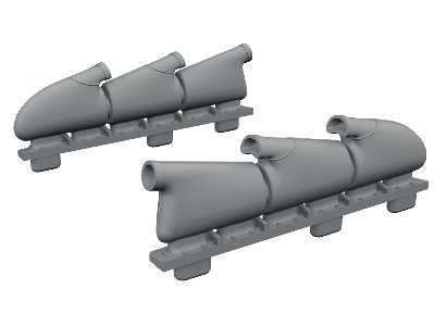 Supermarine Spitfire Mk.V - 3d-printed Three-stacks Exhaust Rounded (For Eduard Kits) - image 1
