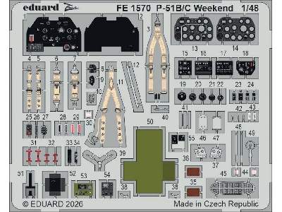 North American P-51 B/C Mustang - Cockpit Pe Zoom Set (Weekend Edition / For Eduard Kits) - image 1
