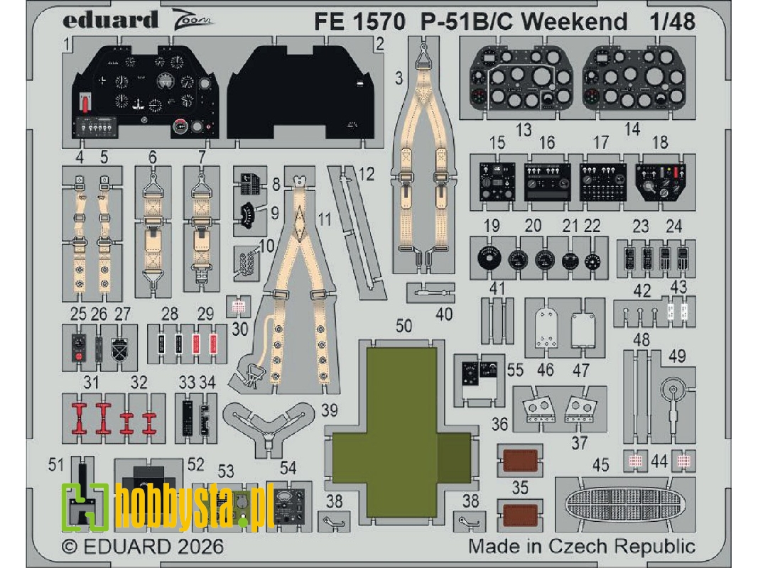 North American P-51 B/C Mustang - Cockpit Pe Zoom Set (Weekend Edition / For Eduard Kits) - image 1
