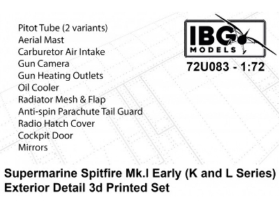 Supermarine Spitfire Mk I Early (K And L Series) - Exterior Details Set (3d-printed) - image 1