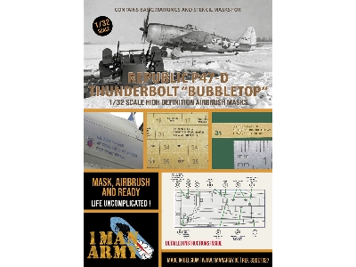 Republic P-47 D Thunderbolt Bubbletop - Airbrush Masks Set (For Revell And Trumpeter Kits) - image 1