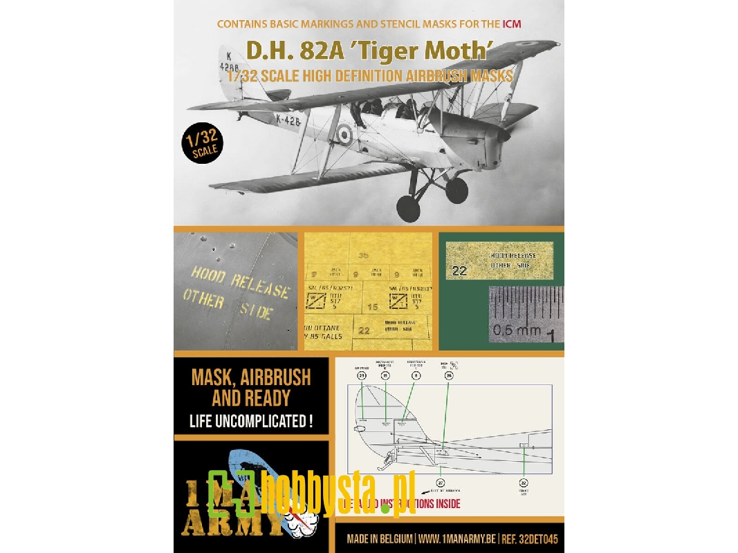 De Havilland Dh.82 Tiger Moth - Airbrush Masks Set (For Icm Kits) - image 1